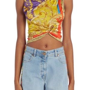 Versace patterned pin crop top